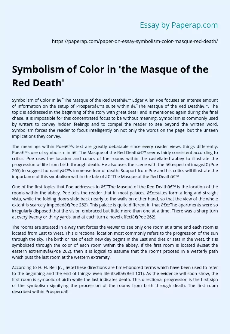 Symbolism of Color in &#039;the Masque of the Red Death&#039;