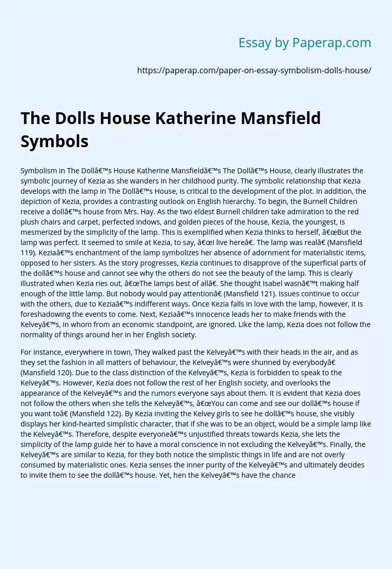 The Dolls House Katherine Mansfield Symbols