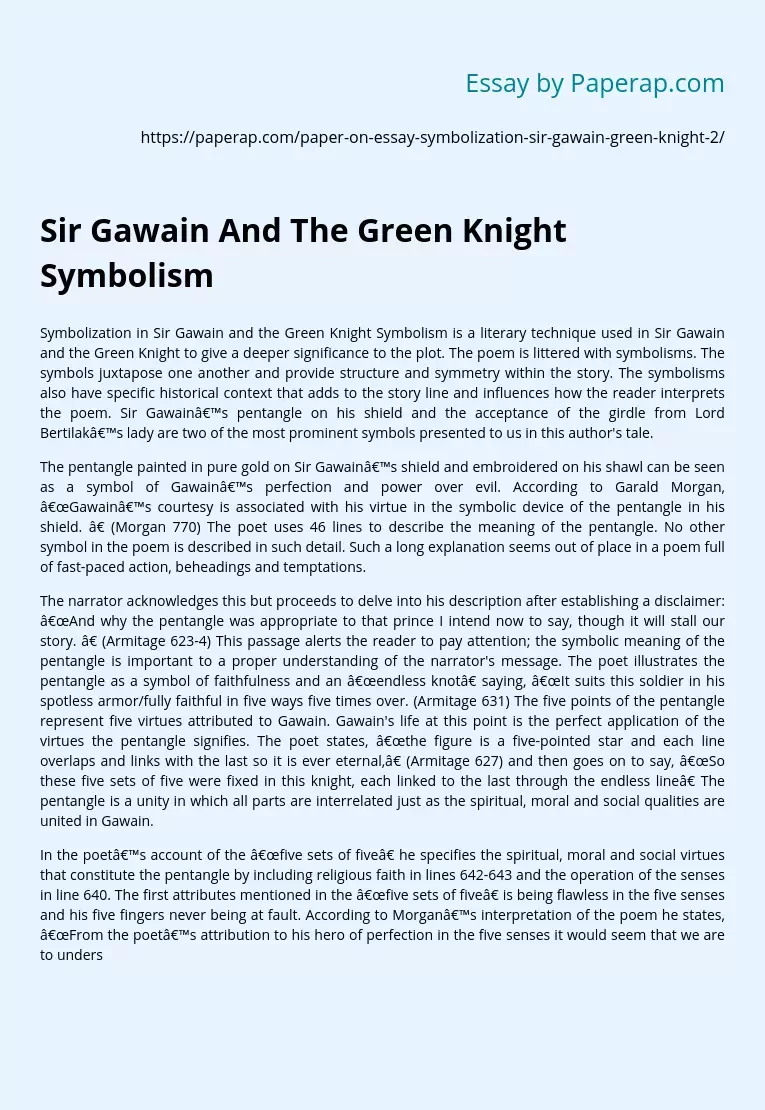 Sir Gawain And The Green Knight Symbolism
