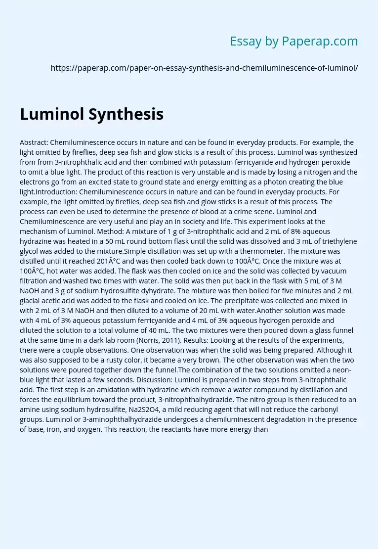 Luminol Synthesis