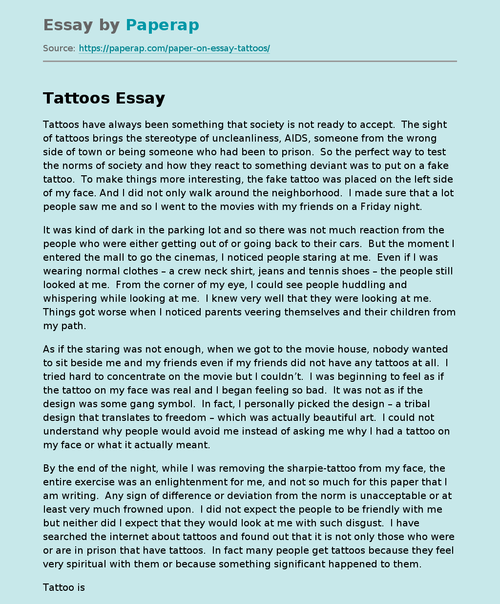 My Fake Tattoo: A Temporary Experiment