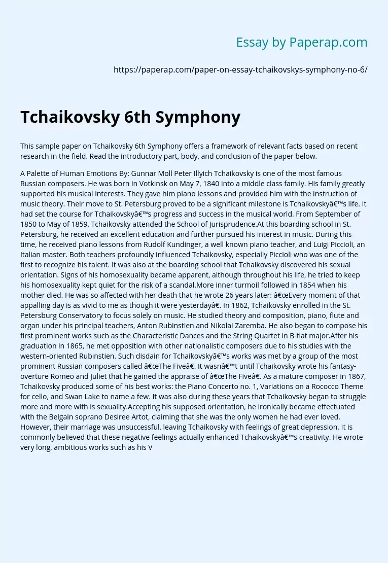 tchaikovsky essay