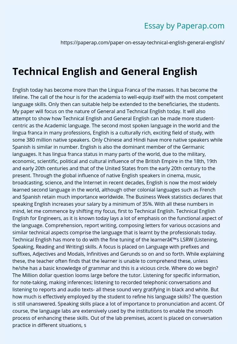 Technical English and General English
