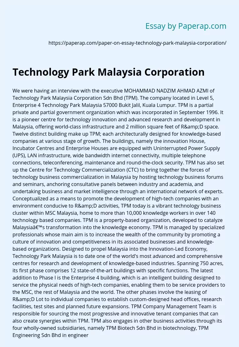 Technology Park Malaysia Corporation