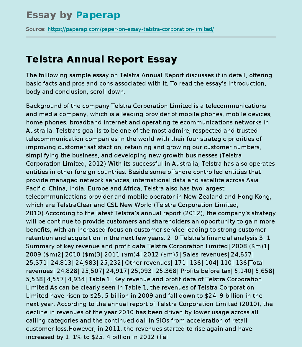 Telstra Annual Report