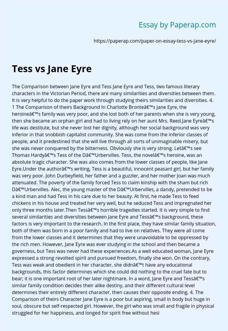 Tess vs Jane Eyre