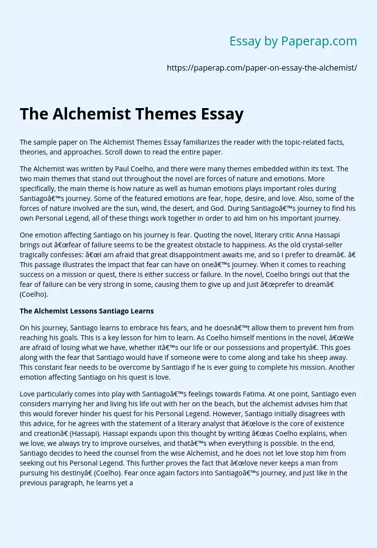 The Alchemist Themes Essay