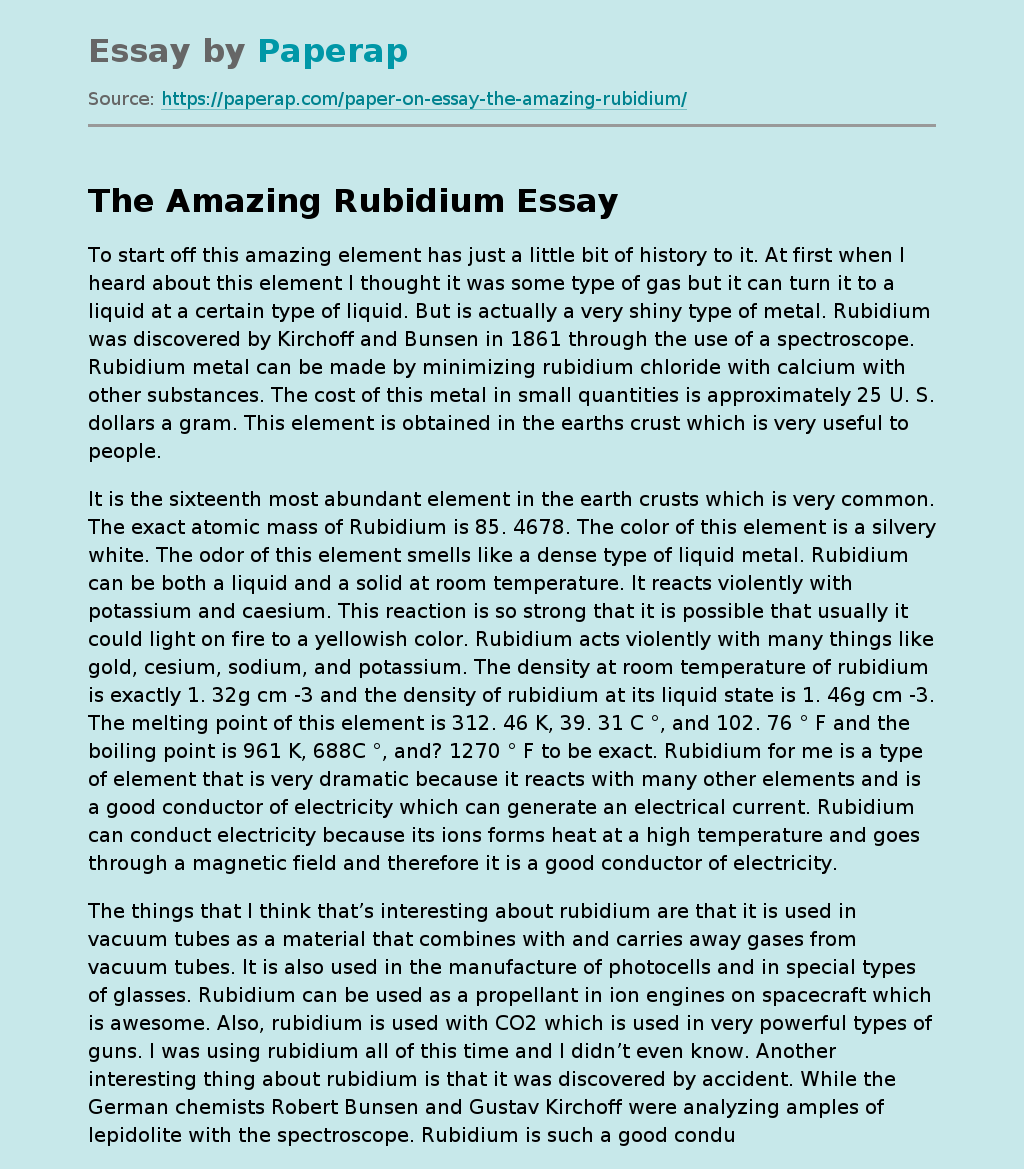 The On Amazing Rubidium
