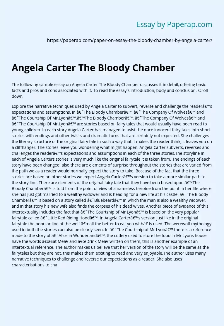 Angela Carter The Bloody Chamber