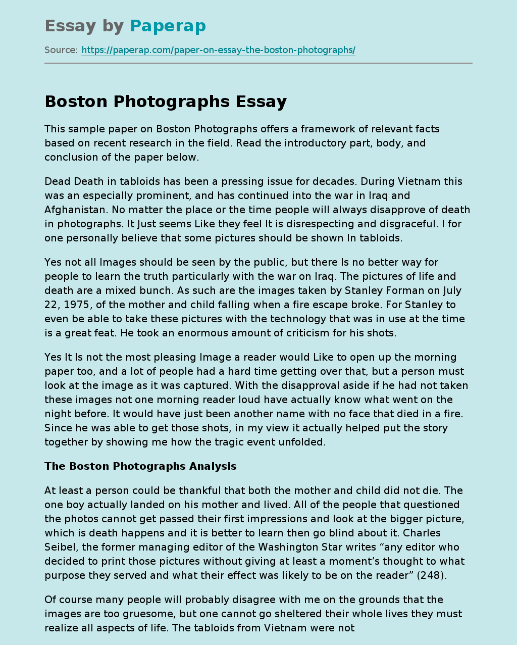 The Boston Photographs Analysis
