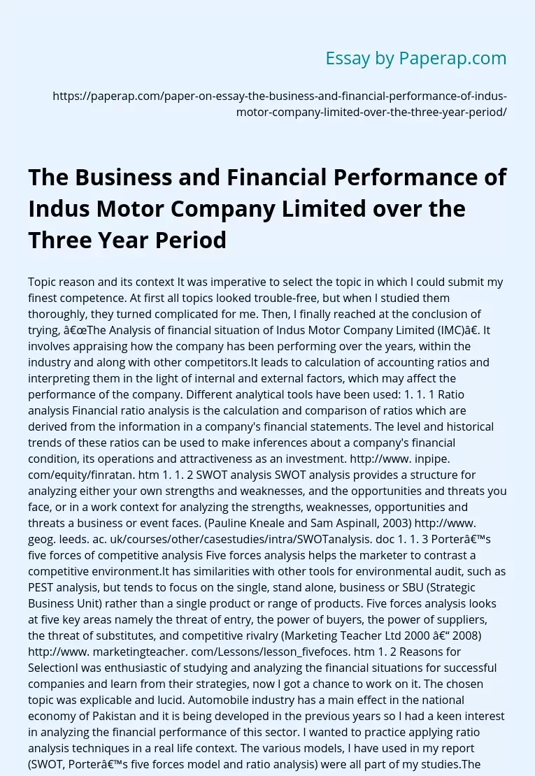 Indus Motor Company's Financial Performance over 3 years
