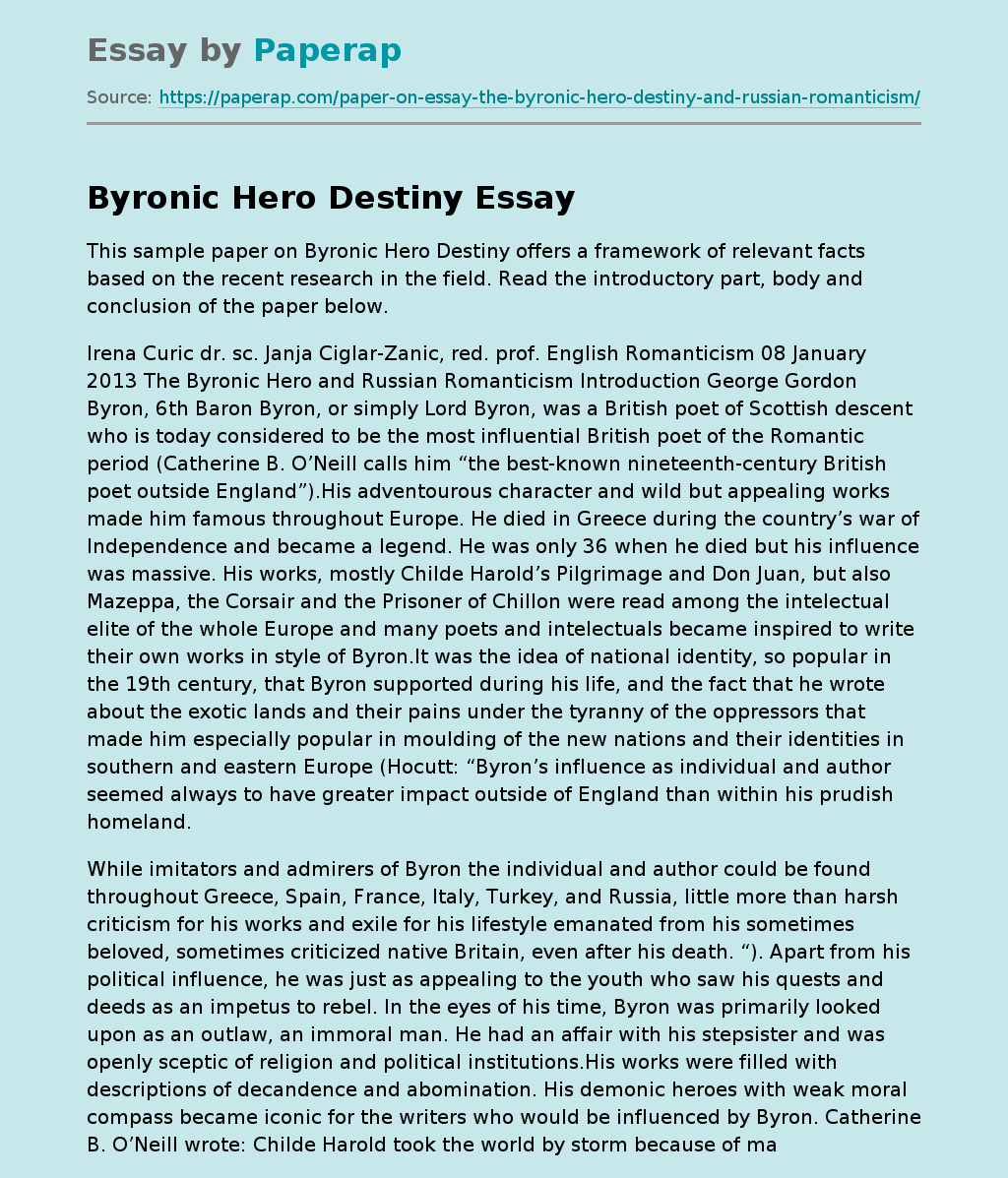 Byronic Hero Destiny