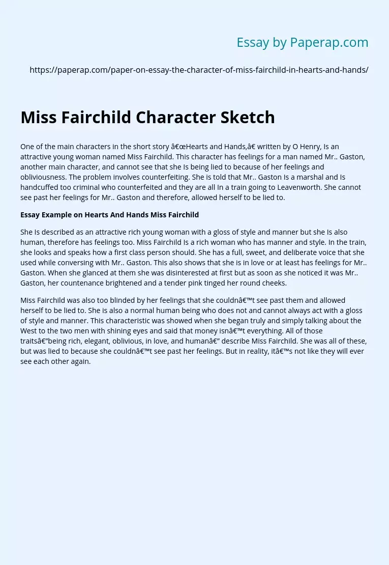 Miss Fairchild Character Sketch