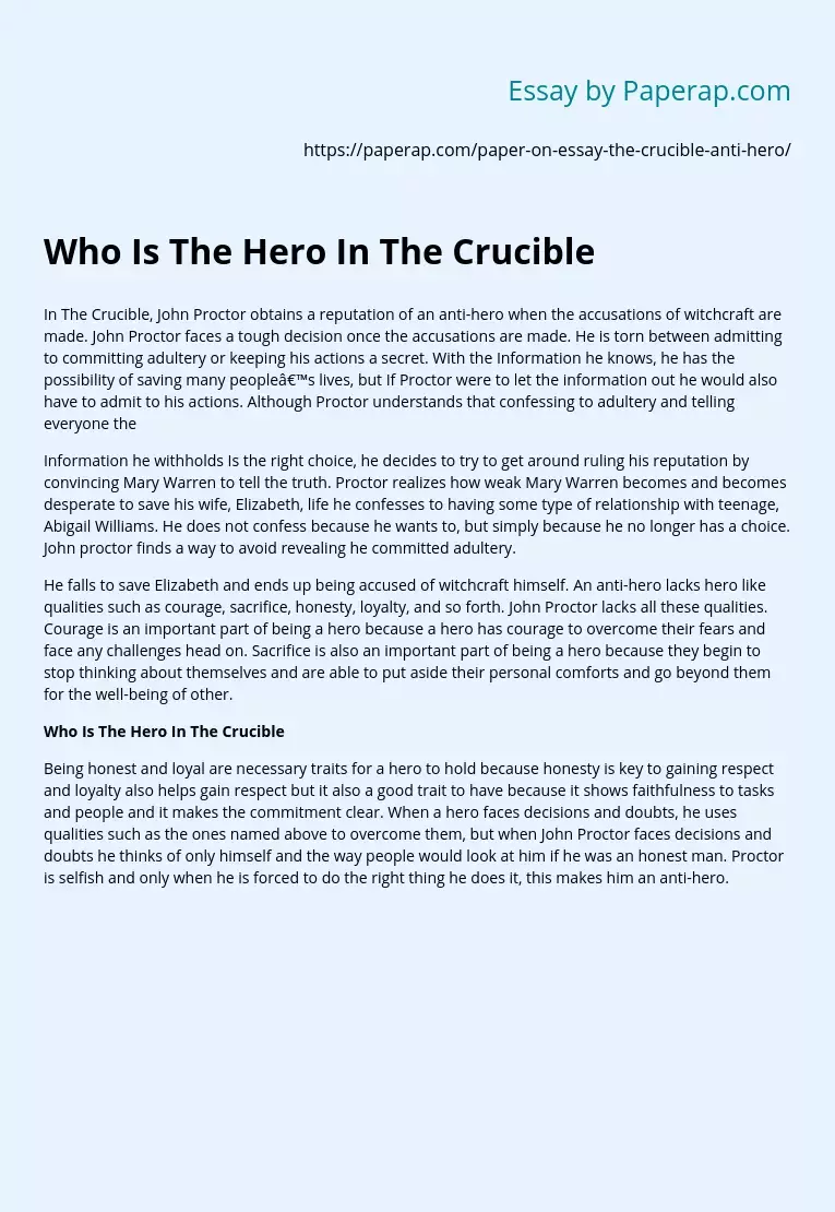 Who Is The Hero In The Crucible