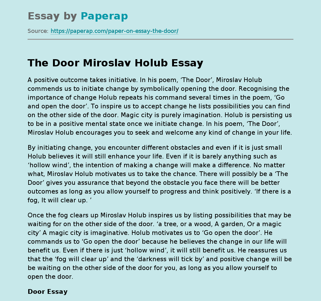 The Door Miroslav Holub