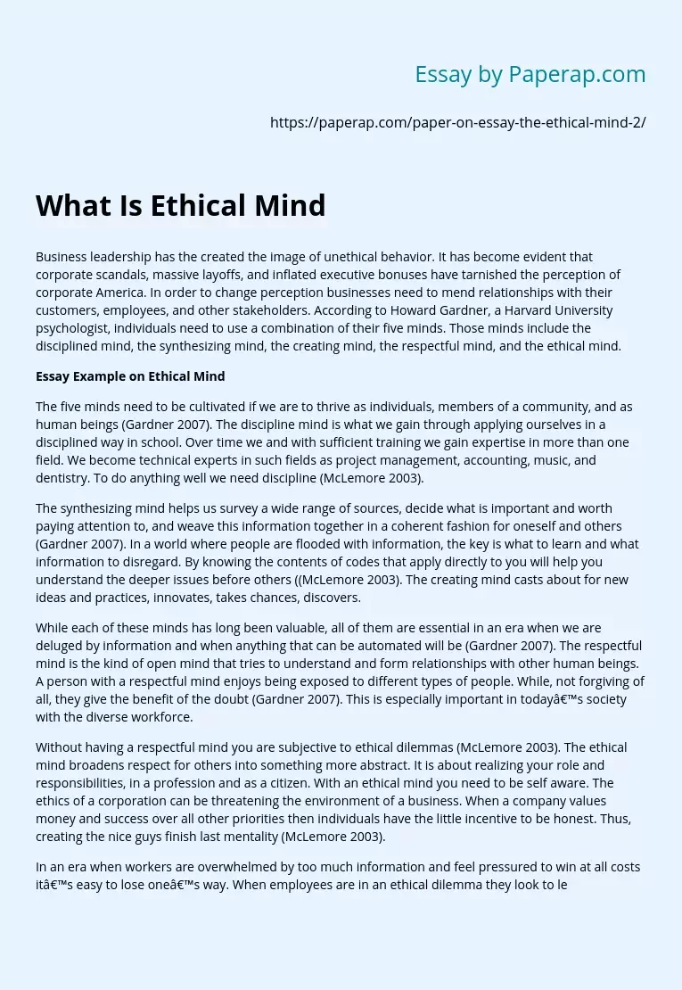 What Is Ethical Mind in Business