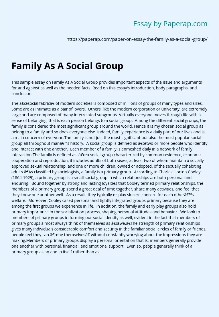 Family As A Social Group