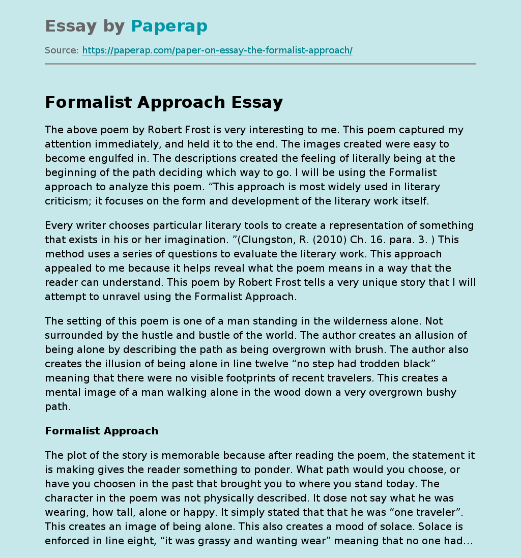 essay about formalist approach