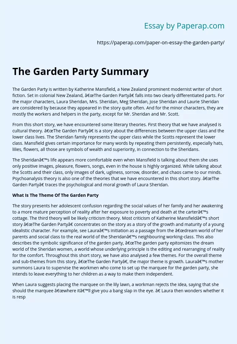 The Garden Party Summary