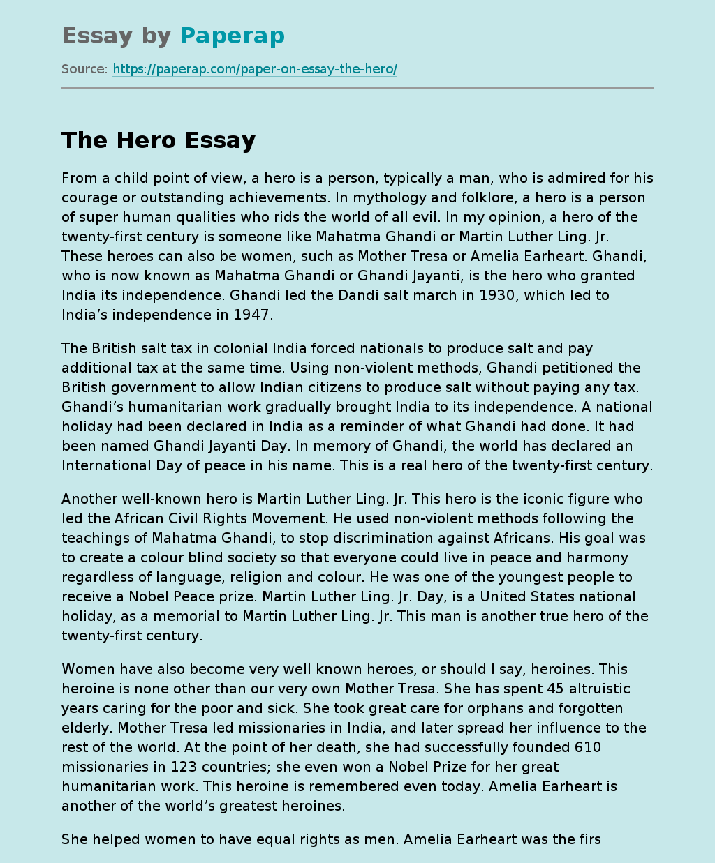 how to be a hero essay