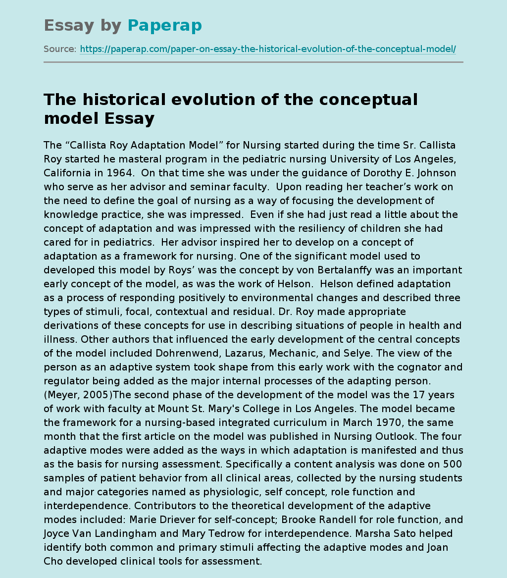 The historical evolution of the conceptual model