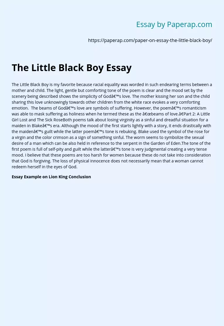 The Little Black Boy Essay