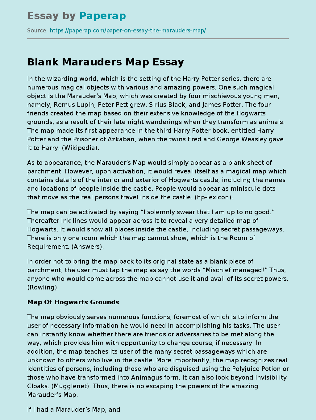 Blank Marauders Map