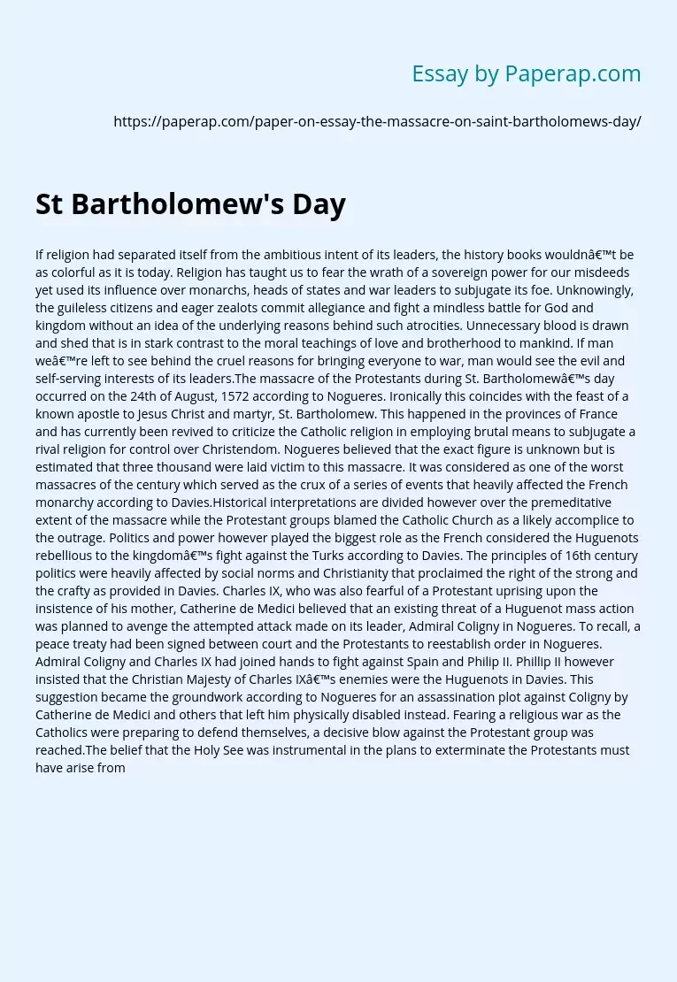 St Bartholomew's Day