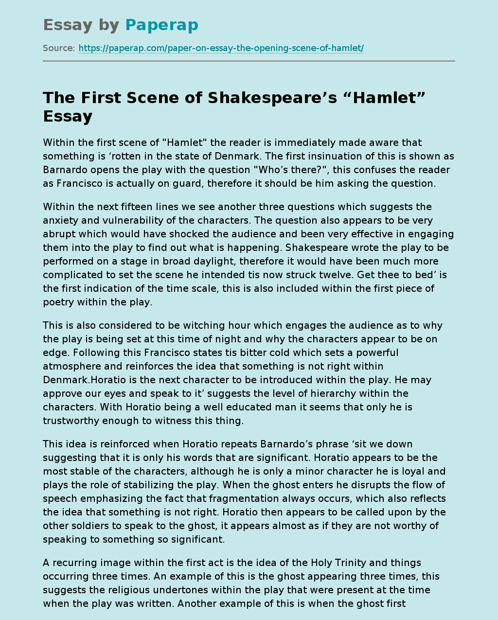 The First Scene of Shakespeare’s “Hamlet”