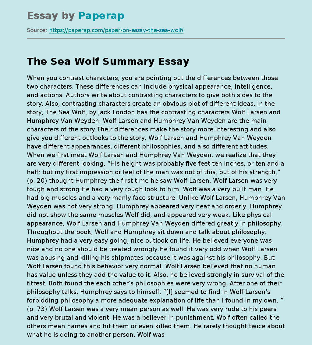 The Sea Wolf Summary