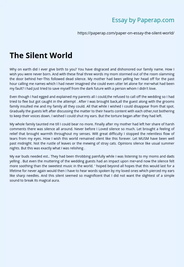 narrative essay on living in a silent world