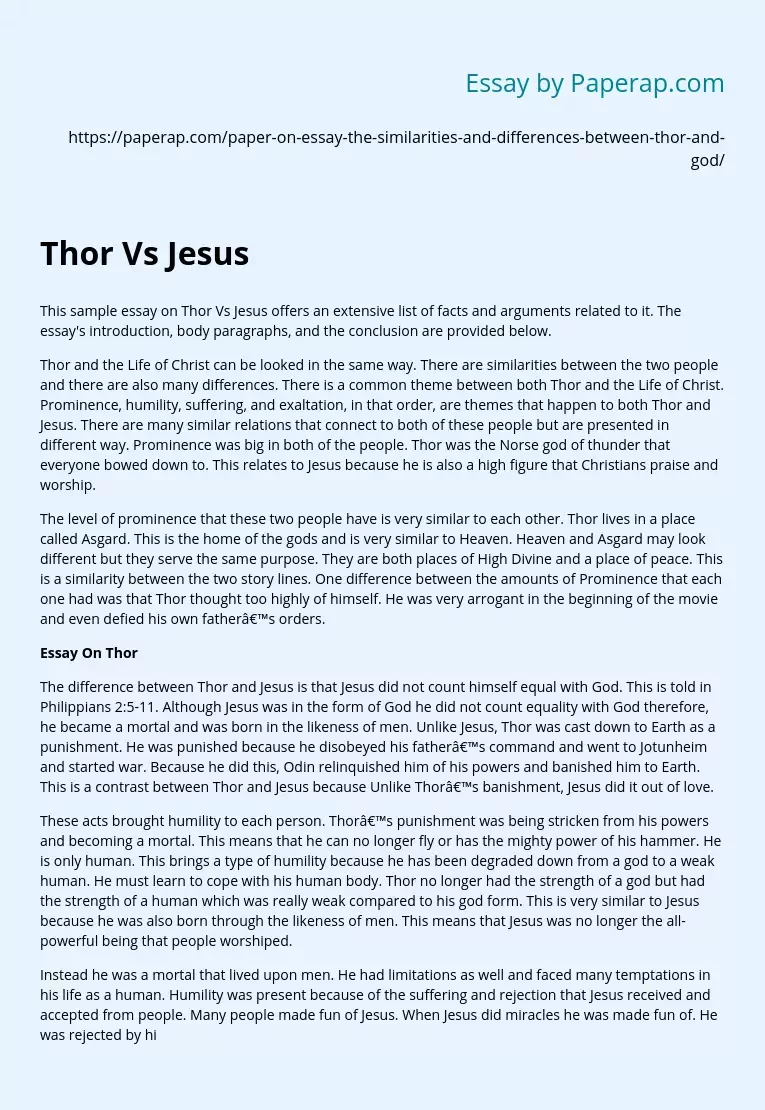 Thor Vs Jesus: A Comparison