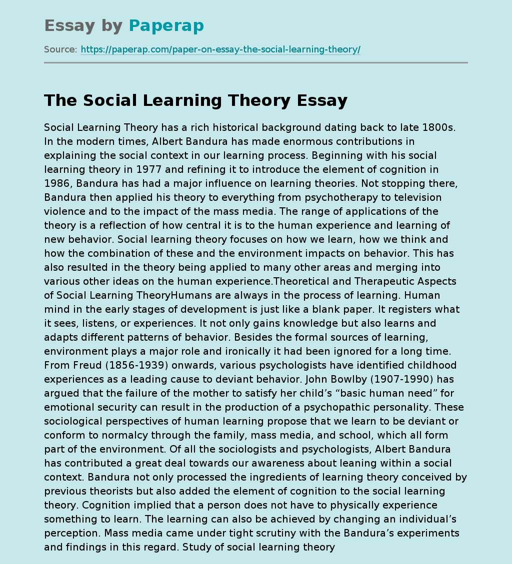 The Social Learning Theory