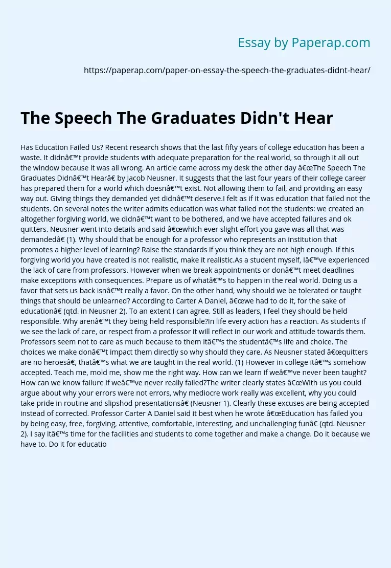 The Speech The Graduates Didn't Hear