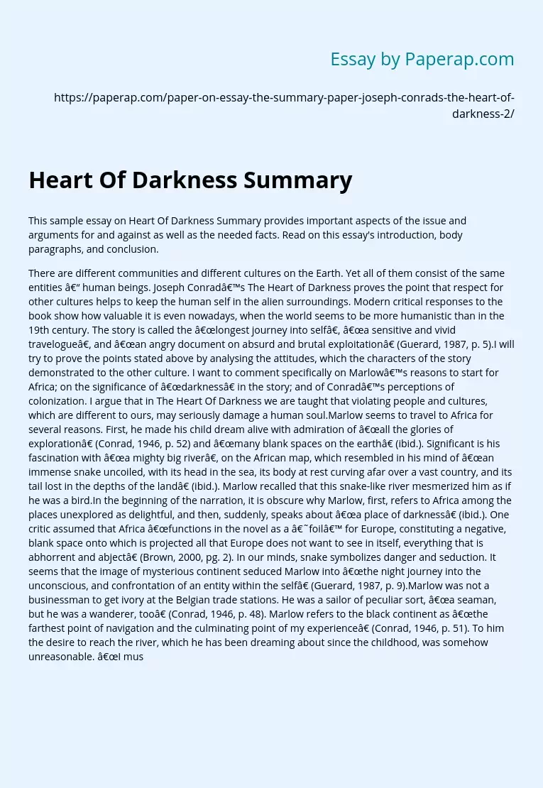 Реферат: Heart Of Darkness 16 Essay Research Paper