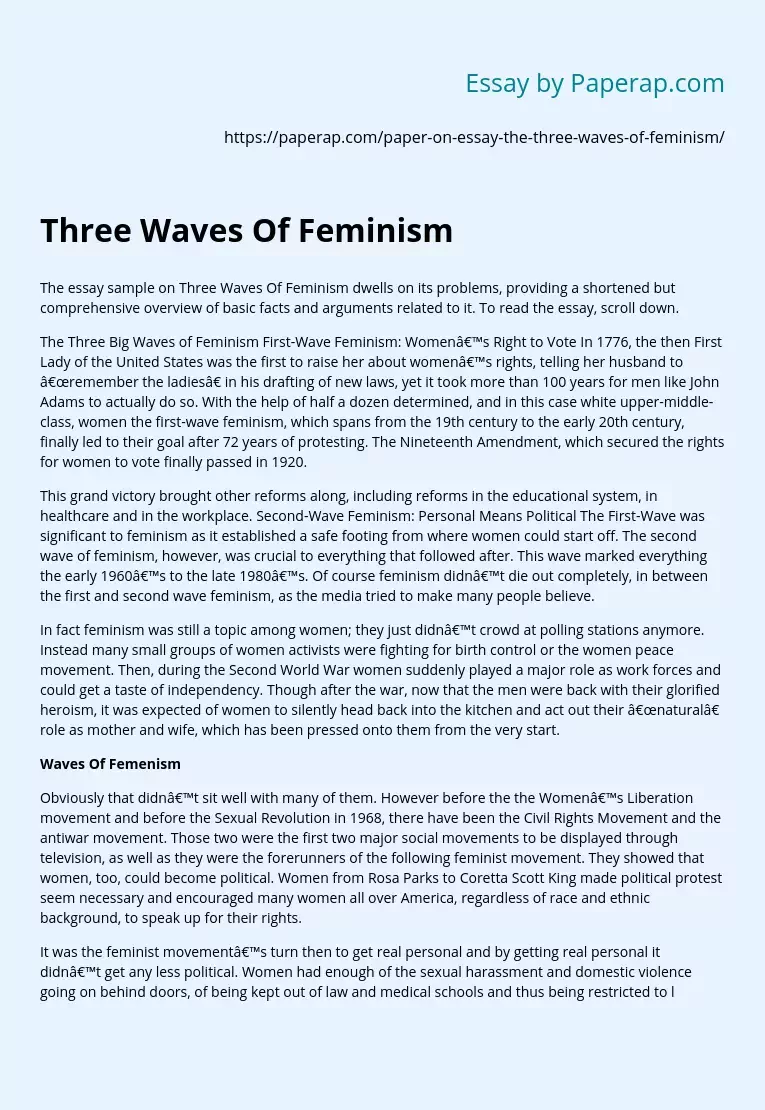 Three Waves Of Feminism