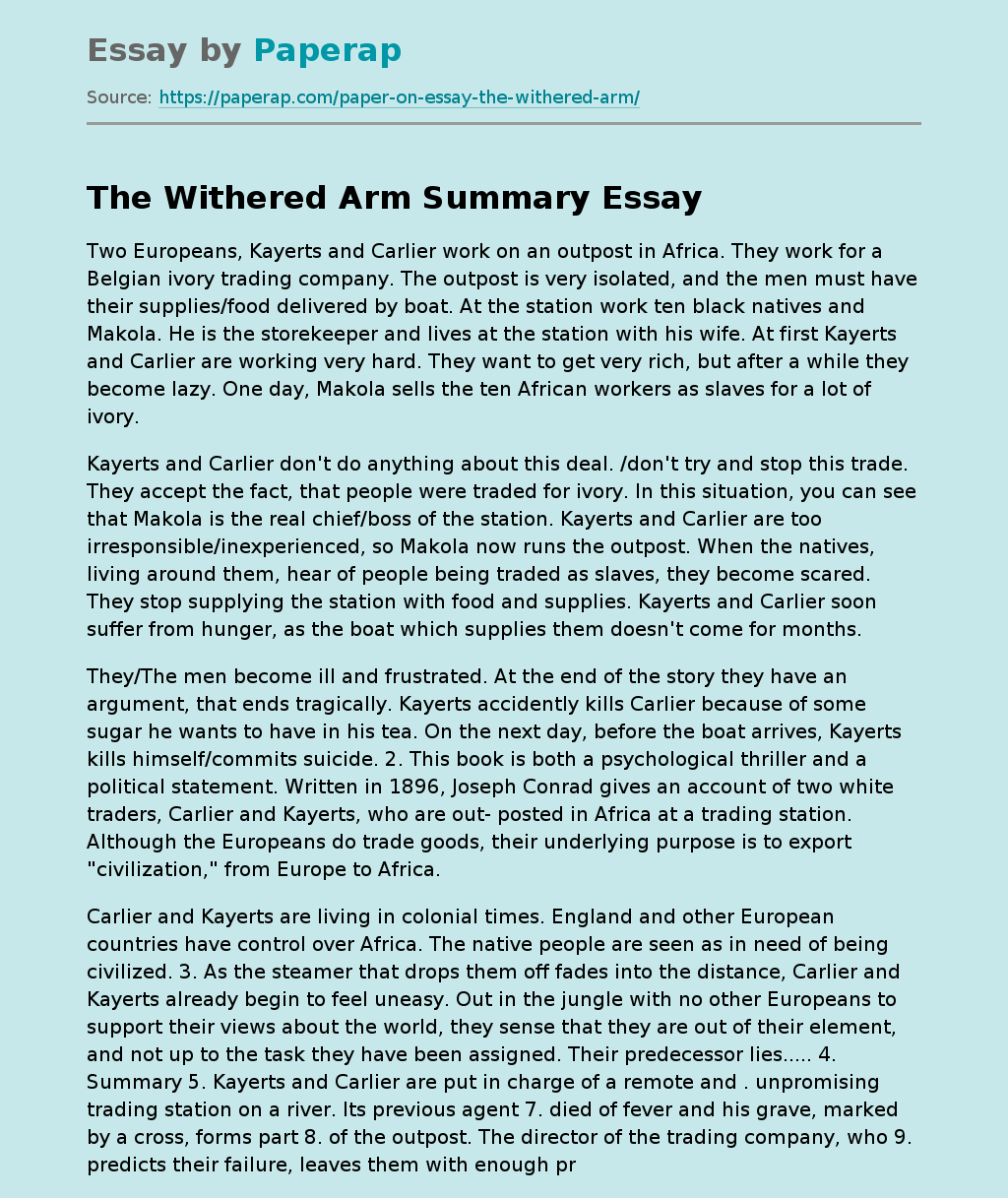 The Withered Arm Summary