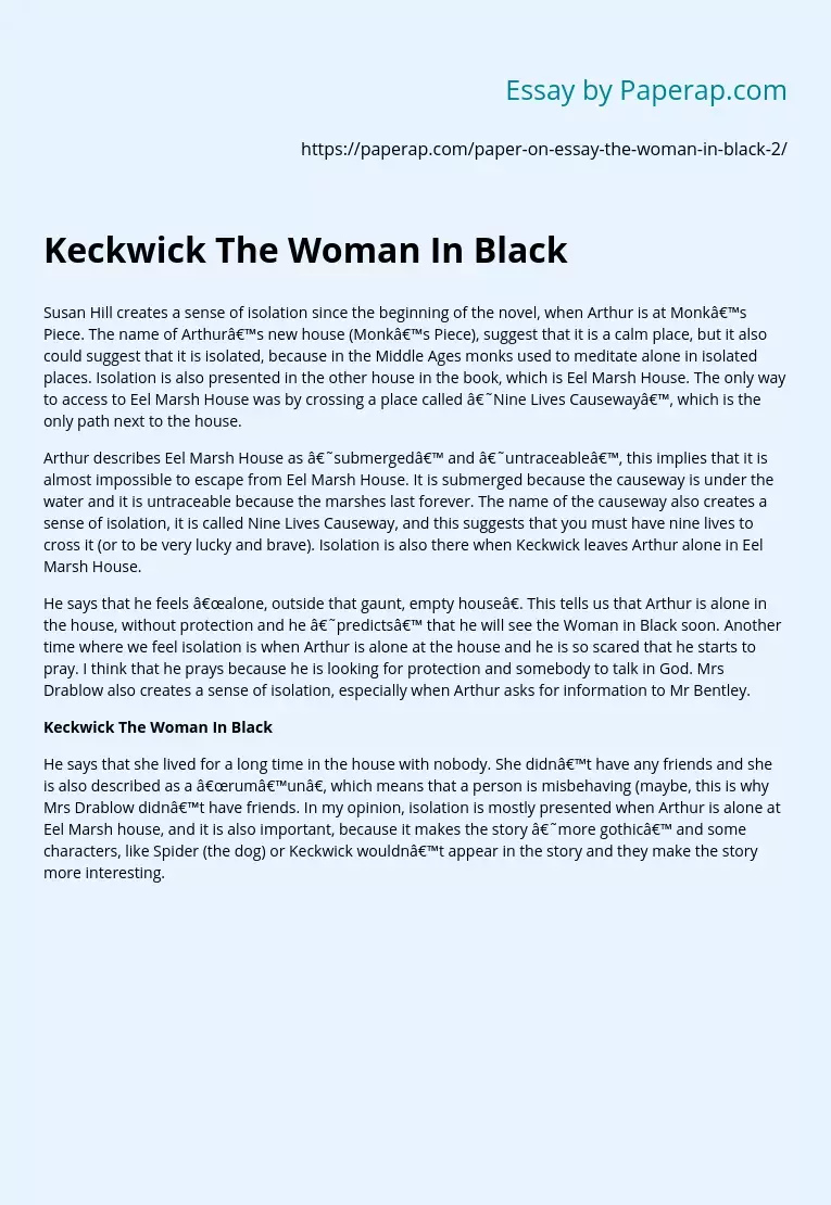 Keckwick The Woman In Black