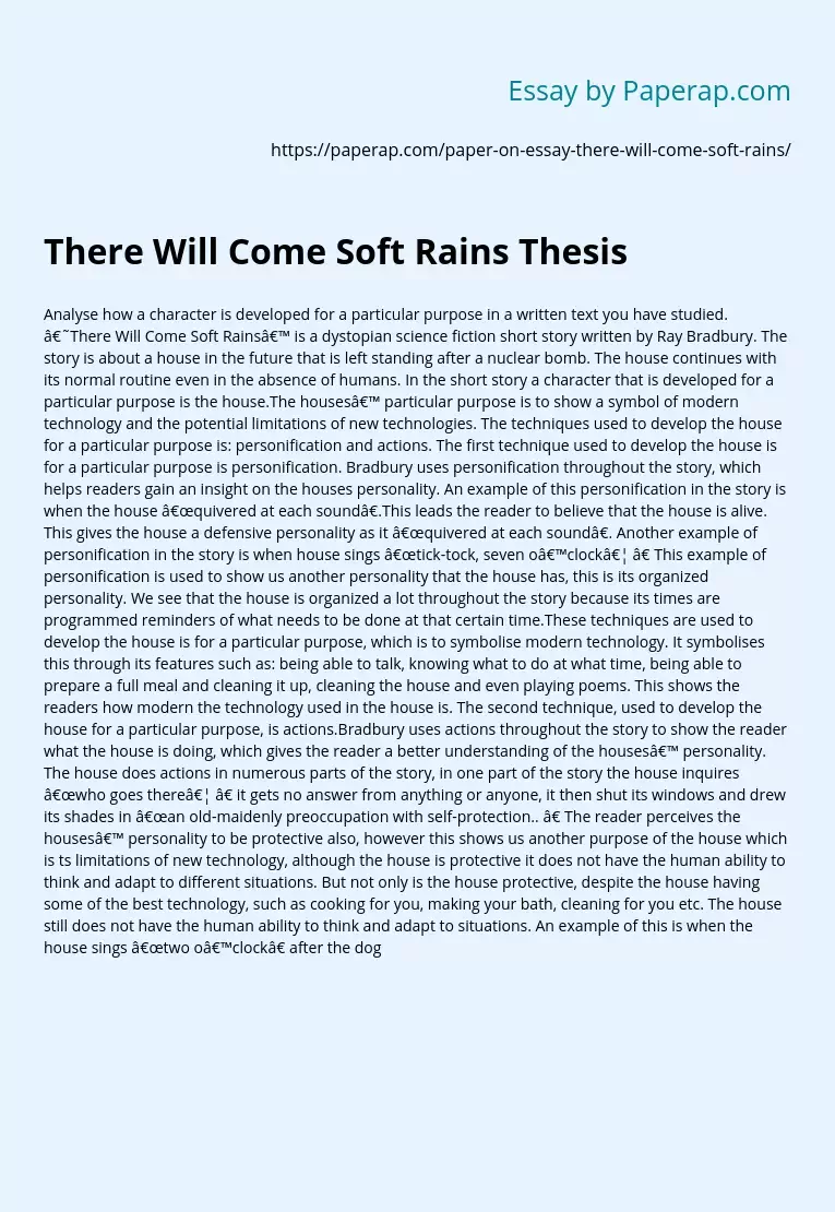 There Will Come Soft Rains Thesis