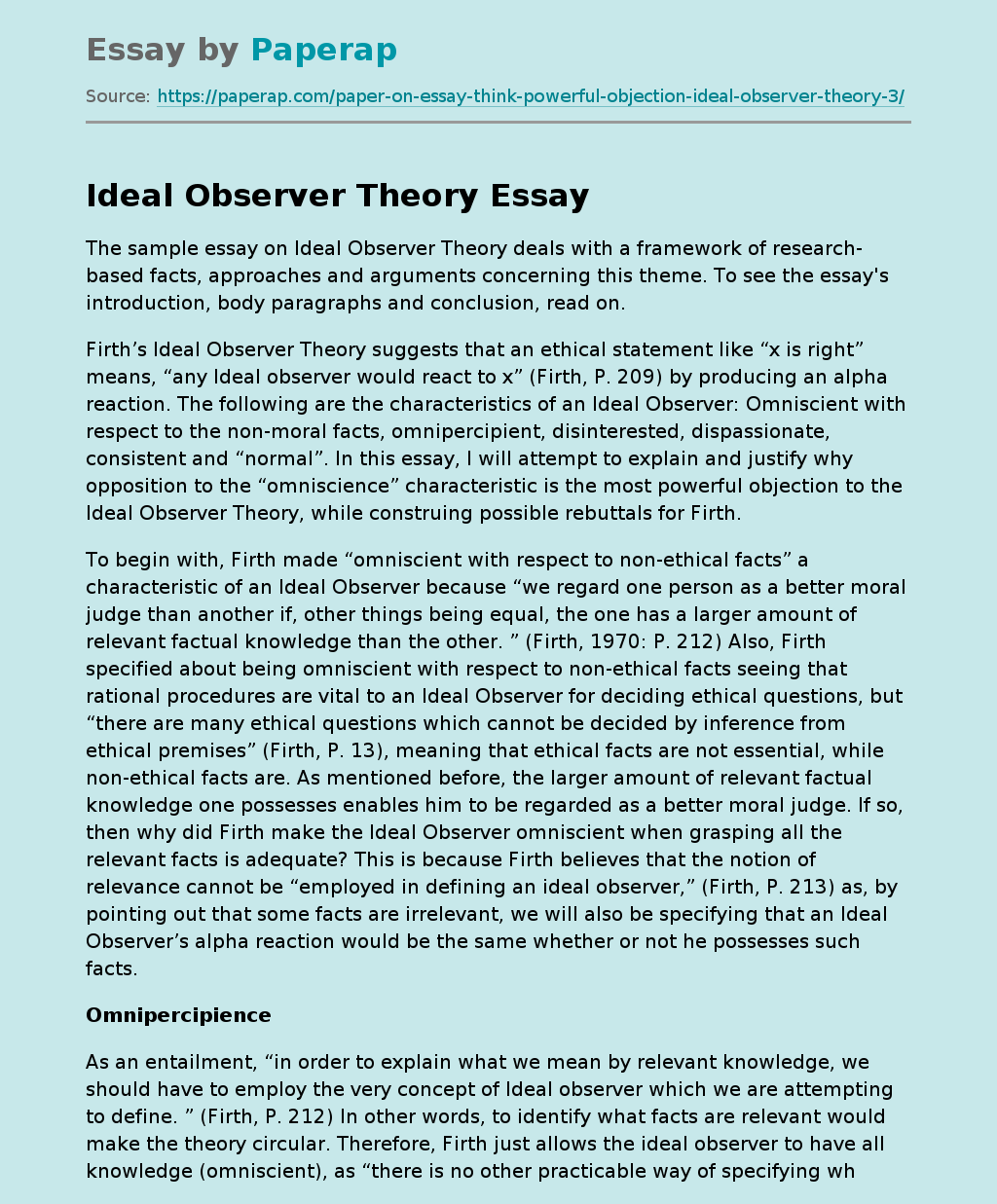 Ideal Observer Theory