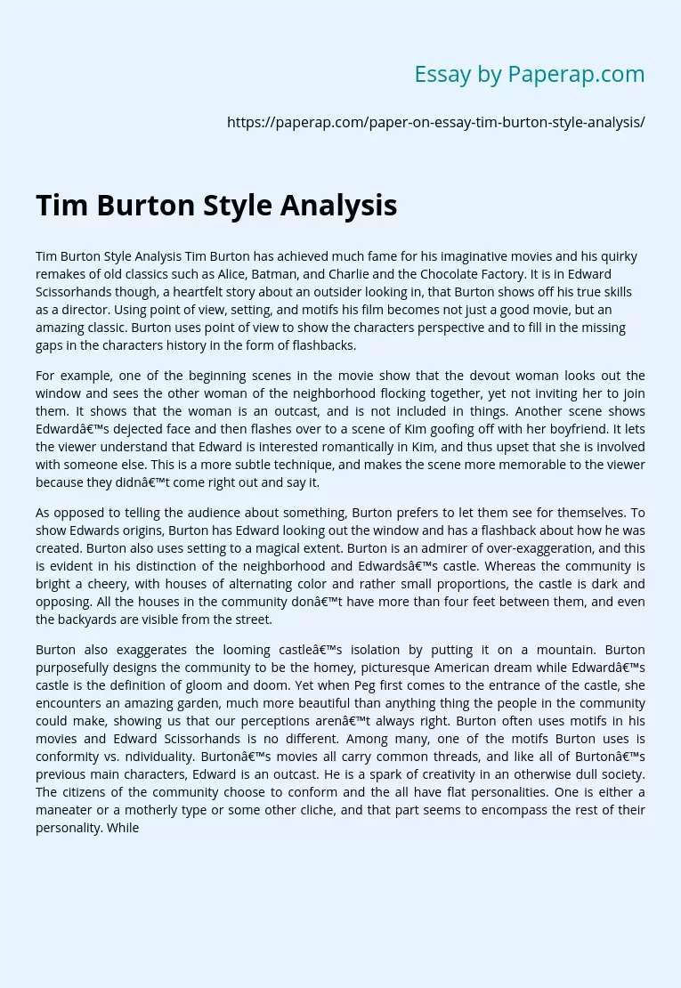 Tim Burton Style Analysis