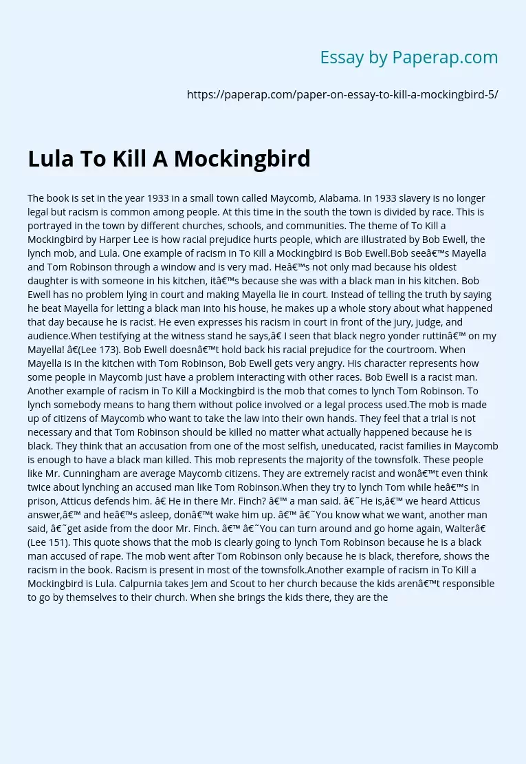 Lula To Kill A Mockingbird