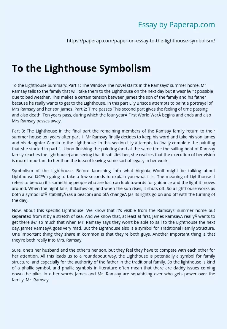 To the Lighthouse Symbolism