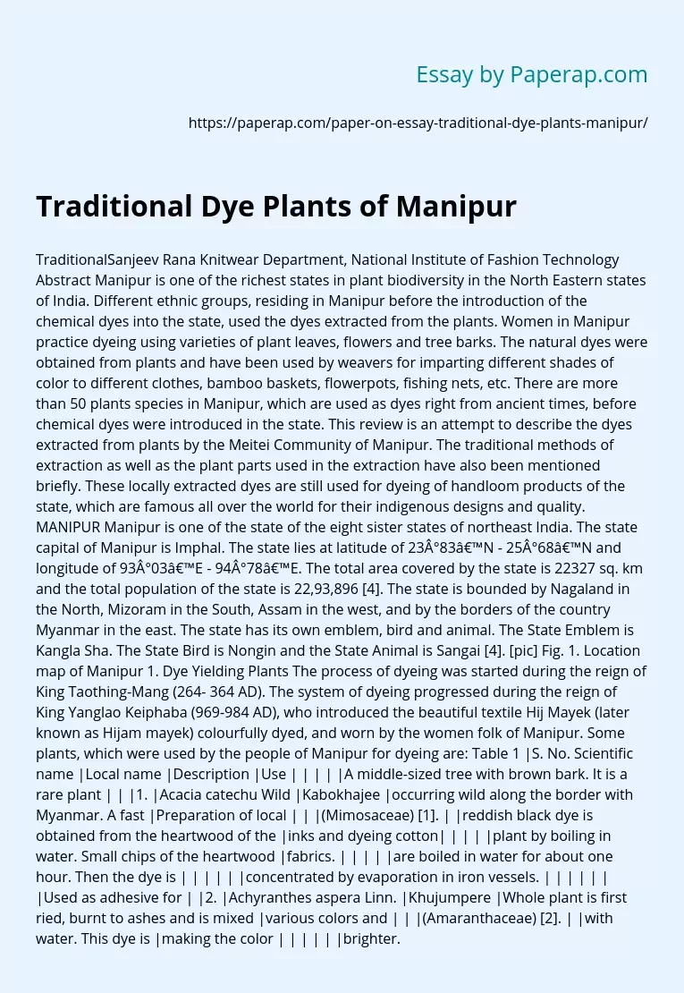 Traditional Dye Plants of Manipur