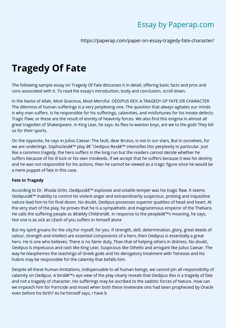 Tragedy Of Fate
