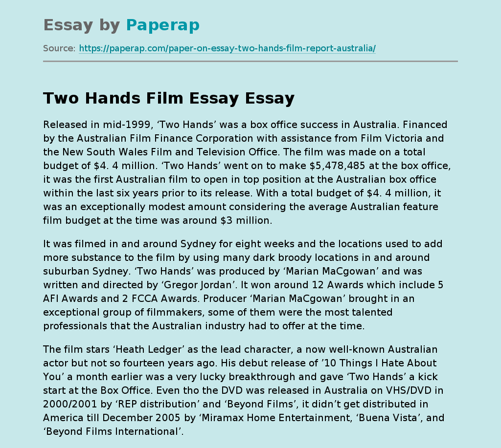 Two Hands Film Essay