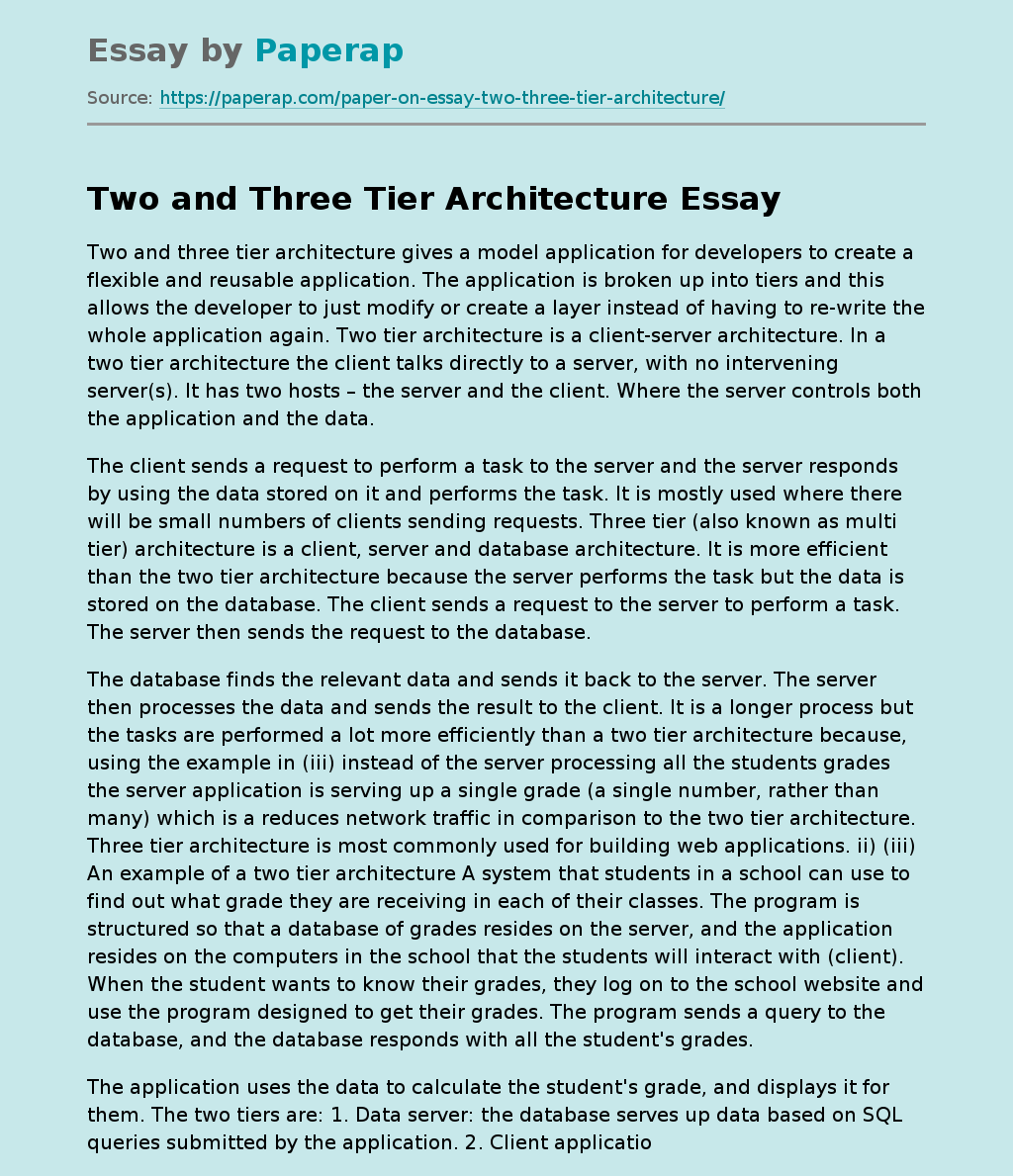 Two and Three Tier Architecture