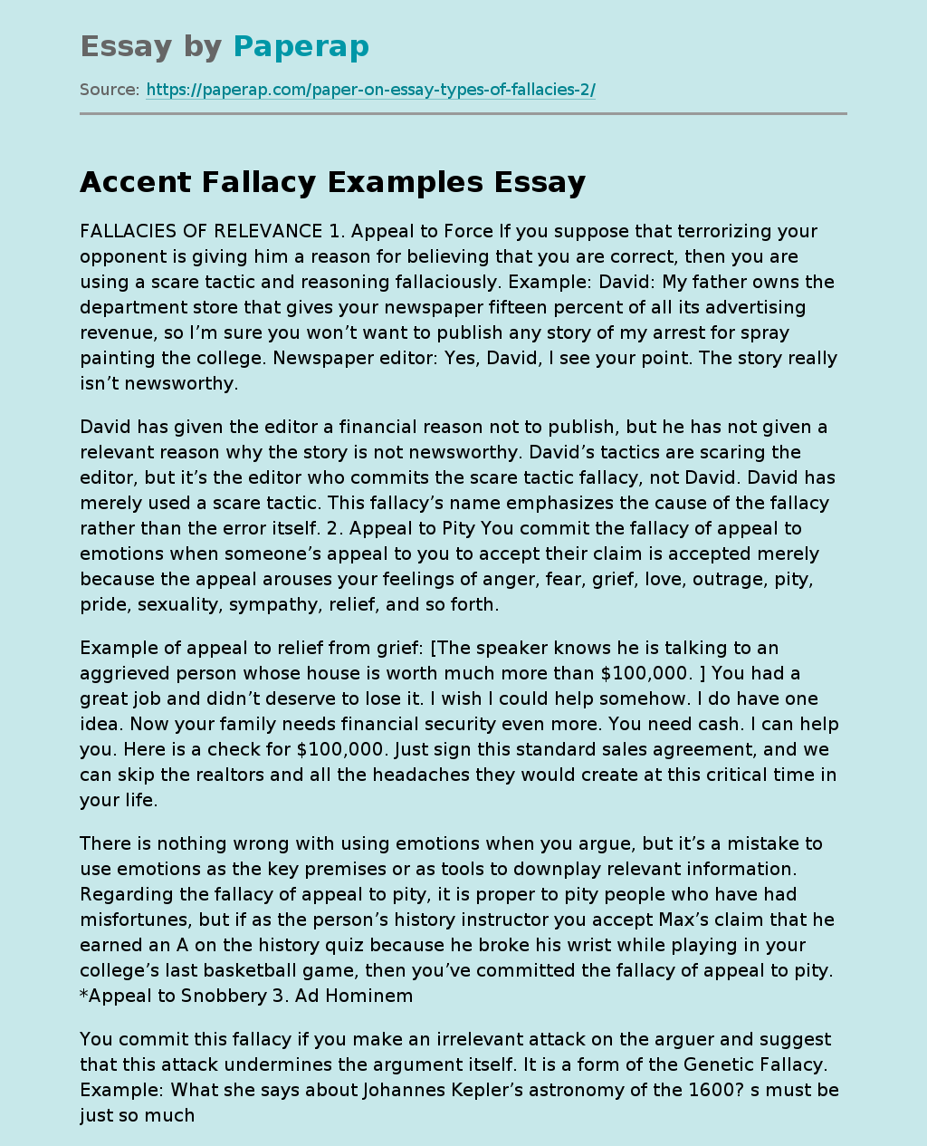 Accent Fallacy Examples