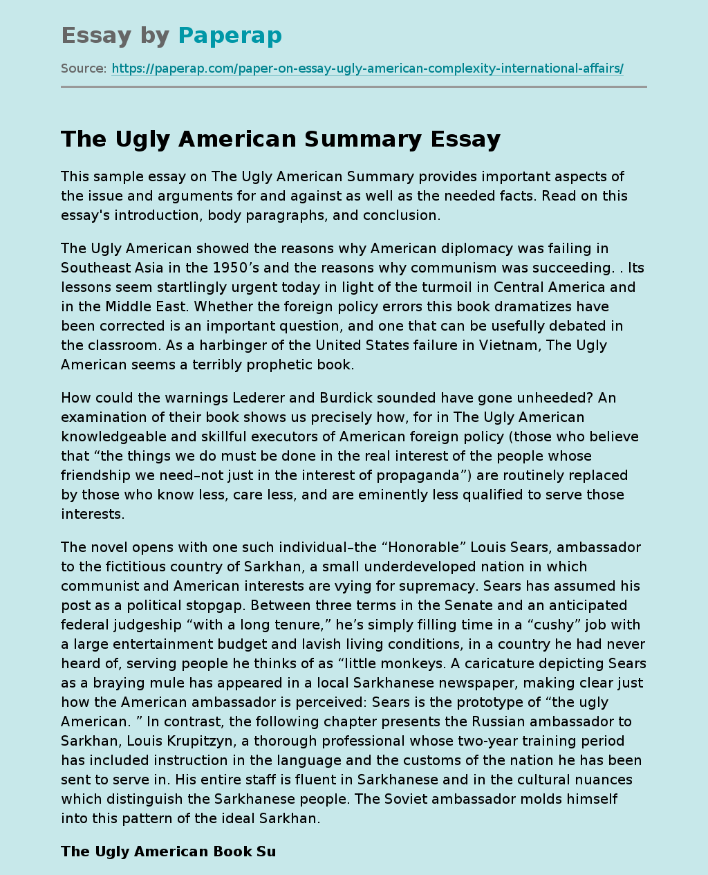 The Ugly American Summary