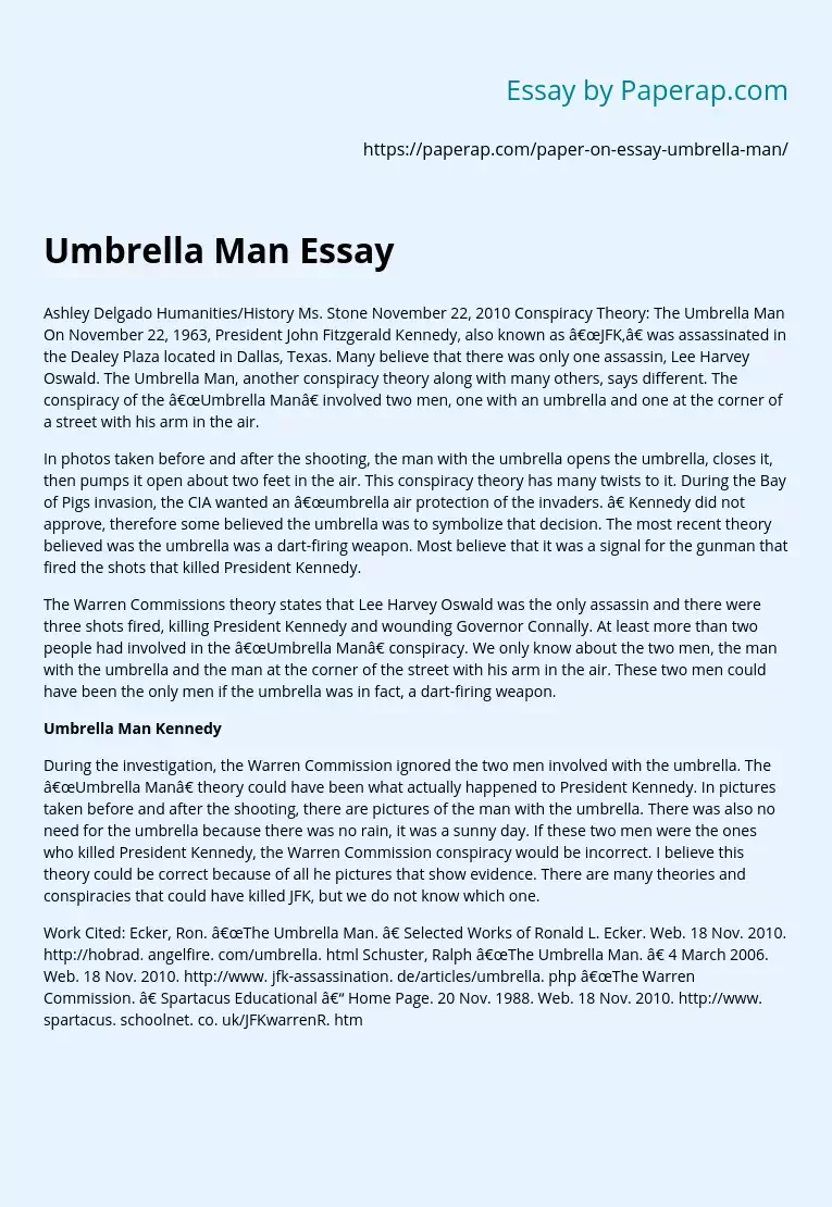 the umbrella man essay 300 words summary